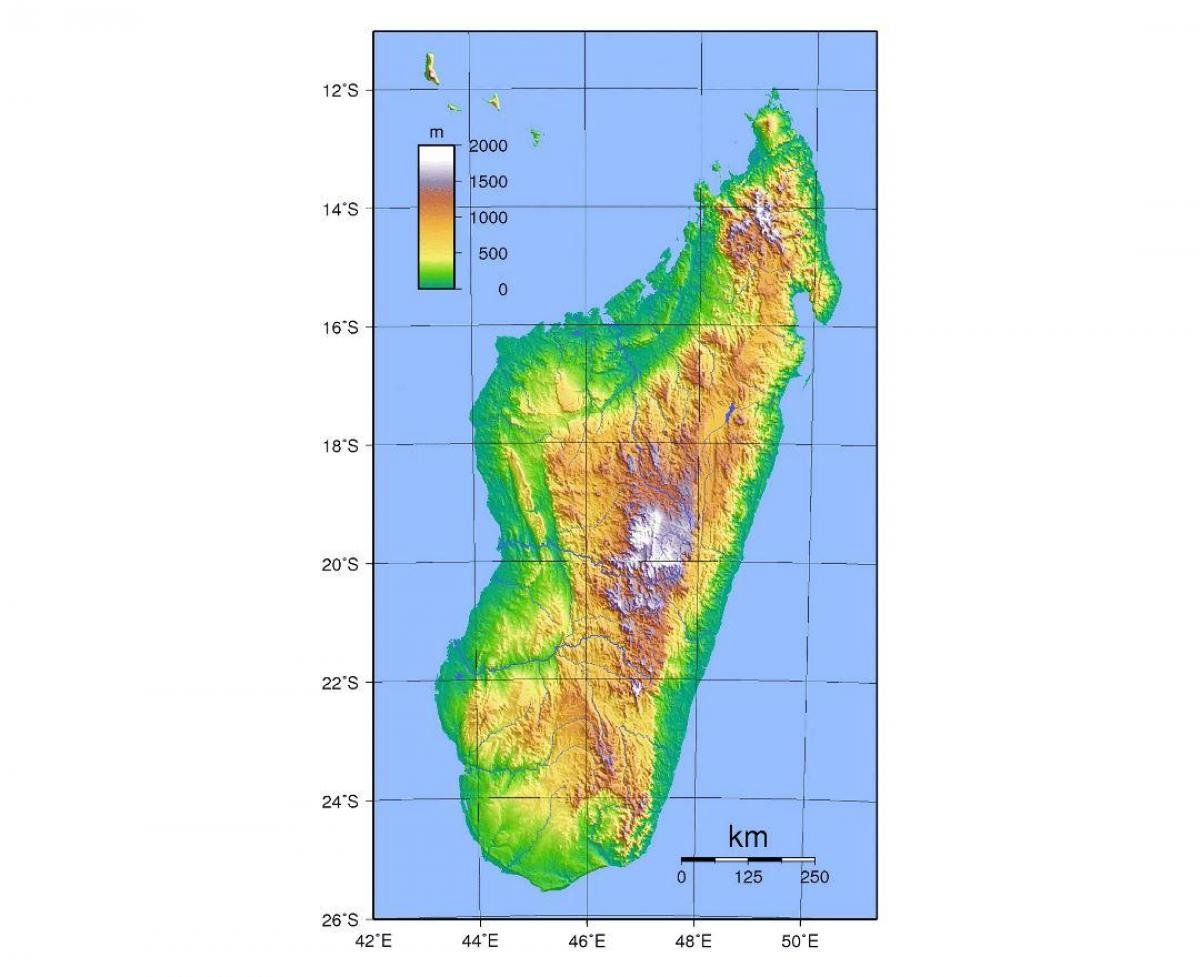 mapa wysokości Madagaskar 