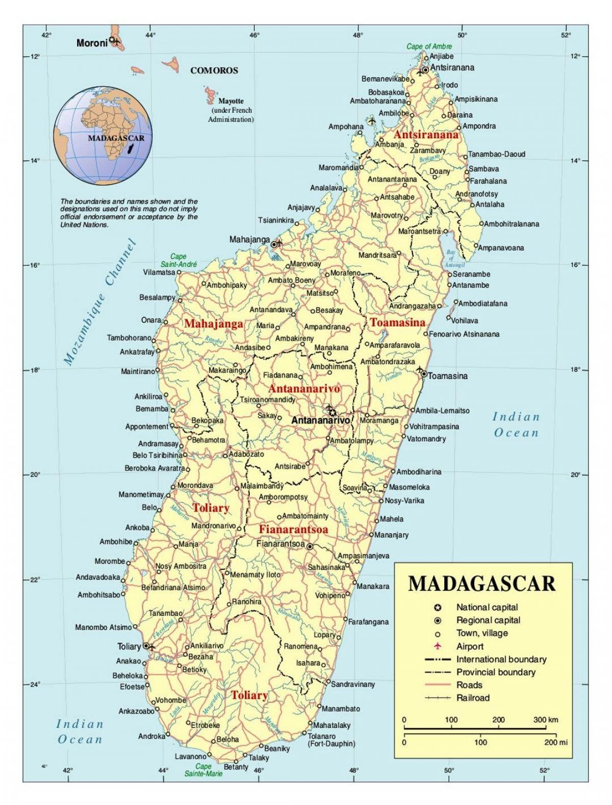szczegółowa mapa z Madagaskaru