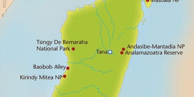 Mapa Madagaskaru góry