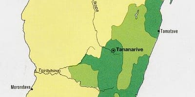 Madagaskar mapę gęstości zaludnienia 