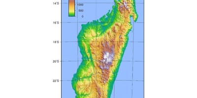 Mapa wysokości Madagaskar 