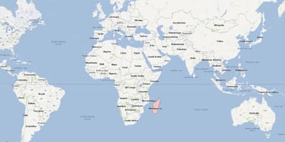 Mapa świata pokazująca Madagaskar