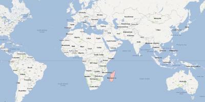 Mapa świata pokazująca Madagaskar