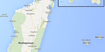 Mapa wyspy w pobliżu Madagaskaru
